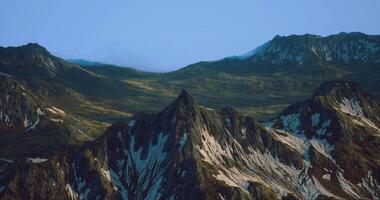 CGI Majestic mountain landscape showcasing rugged peaks and serene valleys video