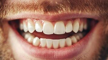 a close up of a man's teeth with white teeth photo