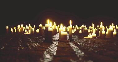 CGI Candles illuminated in a dark setting creating a serene atmosphere video