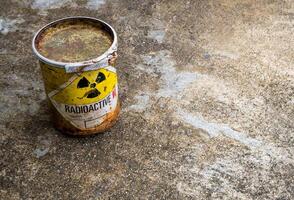 Old cylinder shape container of Radioactive material photo