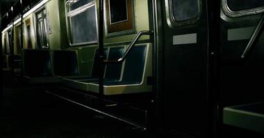 CGI Empty subway car interior during late night commute in urban area video
