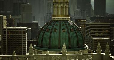CGI Historic dome of a prominent building surrounded by modern cityscape video