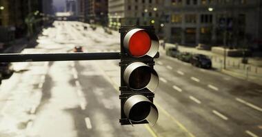 CGI Traffic light displaying red signal on a busy city street during daytime video