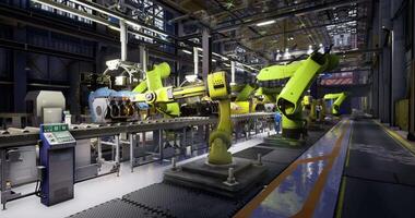 CGI Advanced robotic manufacturing in a modern industrial facility video