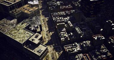 CGI Urban landscape with streets and buildings captured from above in daylight video