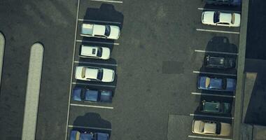 CGI Overview of a busy parking lot filled with various parked vehicles video
