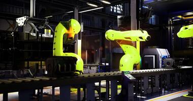 CGI Industrial robots performing automated assembly tasks in a factory video