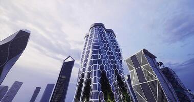 cgi moderne architecture avec hexagonal conception éléments dans Urbain réglage video