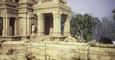 CGI Ancient temple structure overlooking serene landscape with lush trees video