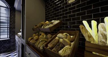 CGI Bakery display featuring a variety of fresh breads in a modern setting video