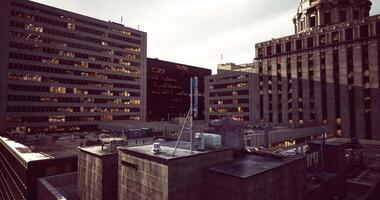 CGI Buildings and rooftops in an urban environment during late afternoon video