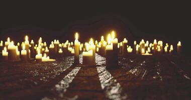 CGI Candlelight illumination in a dark atmosphere during a serene evening video