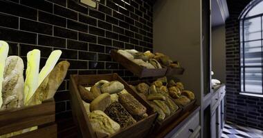 CGI Freshly baked artisan bread displayed in a cozy bakery setting video