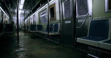 CGI Empty subway train interior during late night hours in a city video