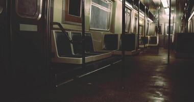 CGI Subway interior with empty seats captured during late night hours video
