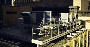 CGI Rooftop mechanical systems in an urban setting during afternoon light video