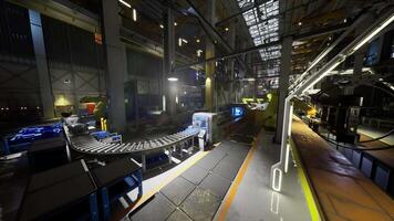 CGI Industrial facility showcasing conveyor system during operational hours video