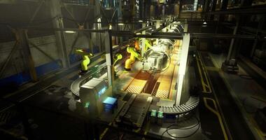 CGI Industrial robotics in an advanced manufacturing facility during the day video