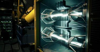 CGI Energy conduits in an advanced technology facility display vibrant sparks video