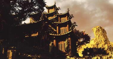 CGI Ancient architectural structure amidst natural landscape in China video