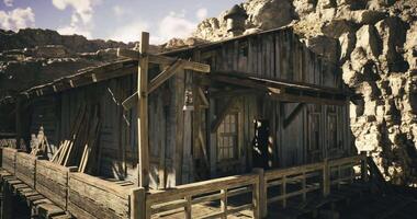CGI Old wooden structure in a desert landscape showcasing rustic architecture video
