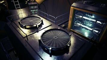 CGI Complex machinery with cooling fans in a futuristic environment video