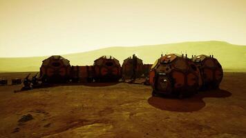 CGI Mars settlement design showcasing habitat modules on the red planet surface video
