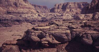 CGI Stunning landscape of rugged rock formations in a desert environment video
