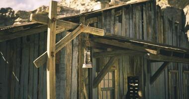 CGI Rustic wooden structure with lantern in an old western town setting video