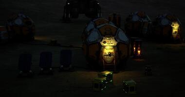 CGI Exploration habitat on Mars during nighttime under a clear sky video