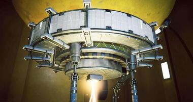 CGI Complex machinery inside a futuristic spacecraft revealing advanced technology video