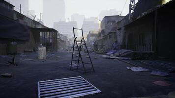 CGI Abandoned urban street with a ladder in a desolate environment video