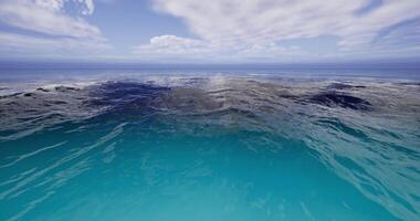 CGI Waves gently lapping at the shoreline under a bright sky on a sunny day video