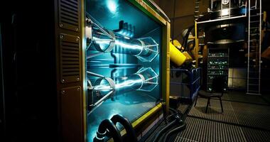 CGI Advanced energy technology showcased in a futuristic laboratory setting video