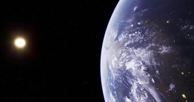 CGI View of Earth and Sun from outer space showcasing dramatic celestial beauty video
