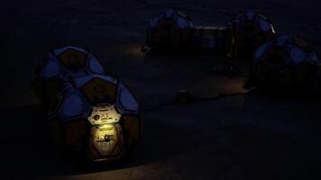 CGI Mars habitat modules illuminated during twilight conditions on the surface video