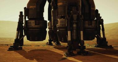 CGI Mars rover landing gear on the surface, exploring alien terrain and atmosphere video