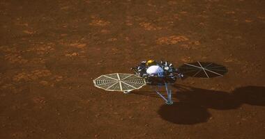 CGI Exploring the surface of Mars with InSight lander showcasing its instruments video