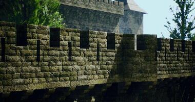 CGI Historic stone walls showcase medieval architecture in sunny weather video