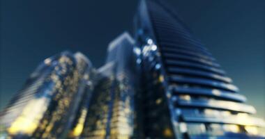 CGI City skyline at night with illuminated buildings and a clear sky video