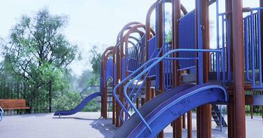 CGI Daytime playground with slide and trees in the background video