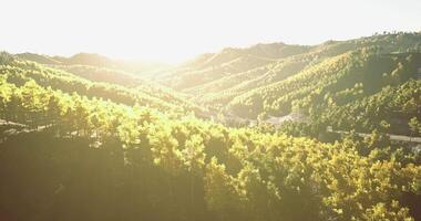 CGI Vibrant landscape of rolling hills illuminated by warm golden sunlight video