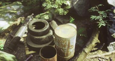 CGI Discarded items in a natural setting reflecting environmental neglect video