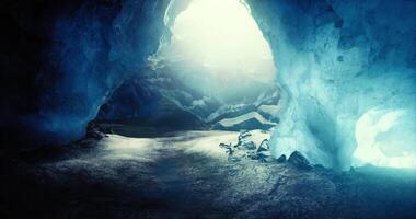 CGI Stunning ice cave with ethereal light creating a magical atmosphere video