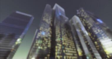 CGI City skyline illuminated at night with tall buildings and lights glowing video