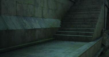 CGI Staircase leading to unknown destination in a dimly lit area video