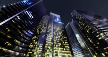 CGI City skyline illuminated at night showcasing modern architecture and lights video