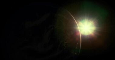 CGI View of Earth from space during sunrise over the horizon with a shining star video
