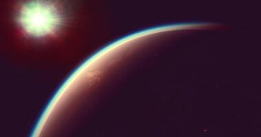 CGI Astronomical view of a planet with a radiant sun in the background video
