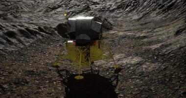 CGI Exploration of the moons surface by a lunar lander during a clear night video